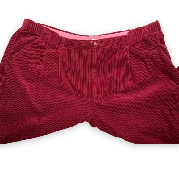 Red Corduroy Pants with Flat Front Design - Picture 5 of 12
